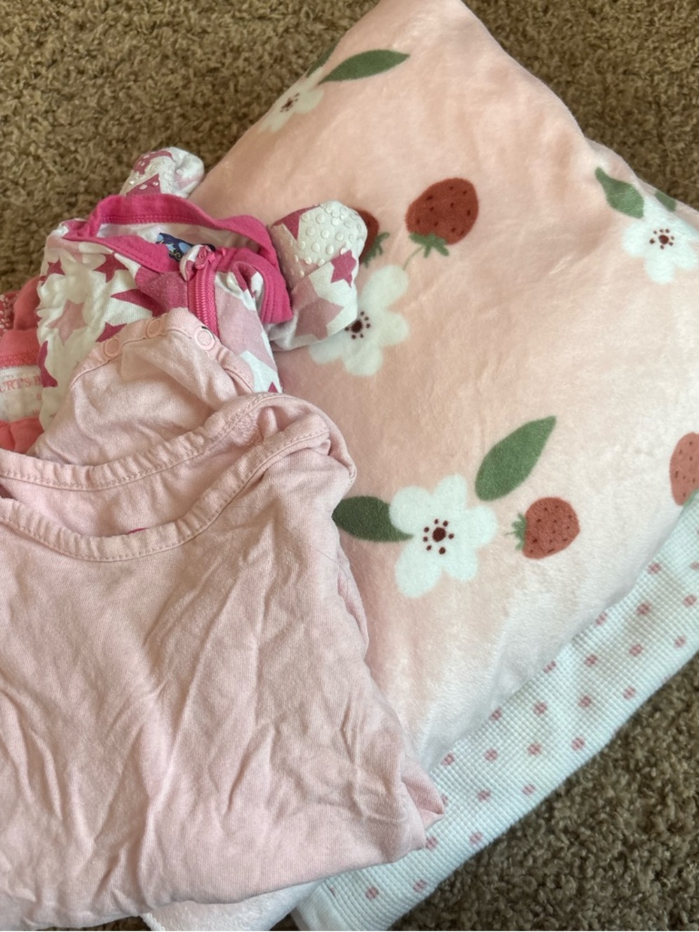 Ruffle Butts Pink Floral & Strawberry Pajama Set